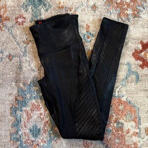 SPANX Faux Leather Moto Leggings - Black S